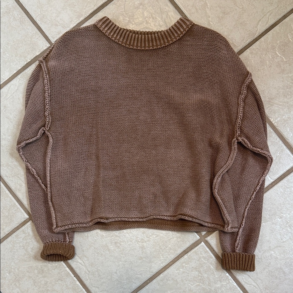 Zenana Outfitters Brown Crew Neck Sweater